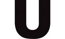 Lettre U noir sur fond blanc (20x20cm) - Sticker/autocollant
